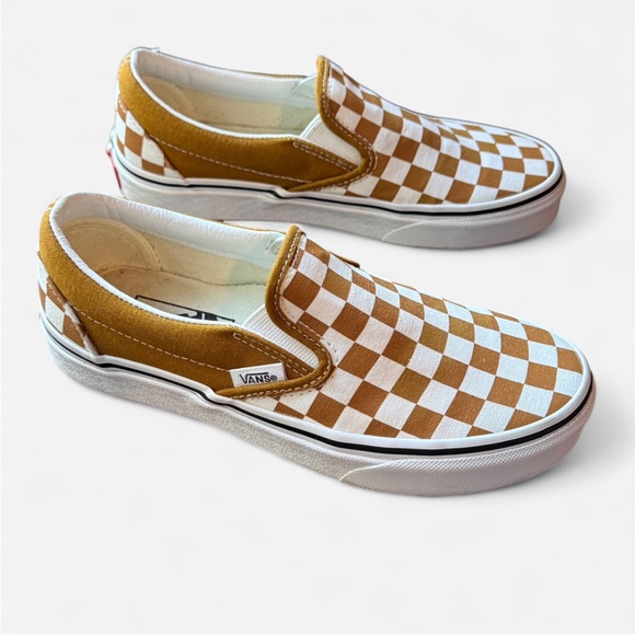 Vans Mustard and White Checkered Slip-On Flats - Picture 4 of 6